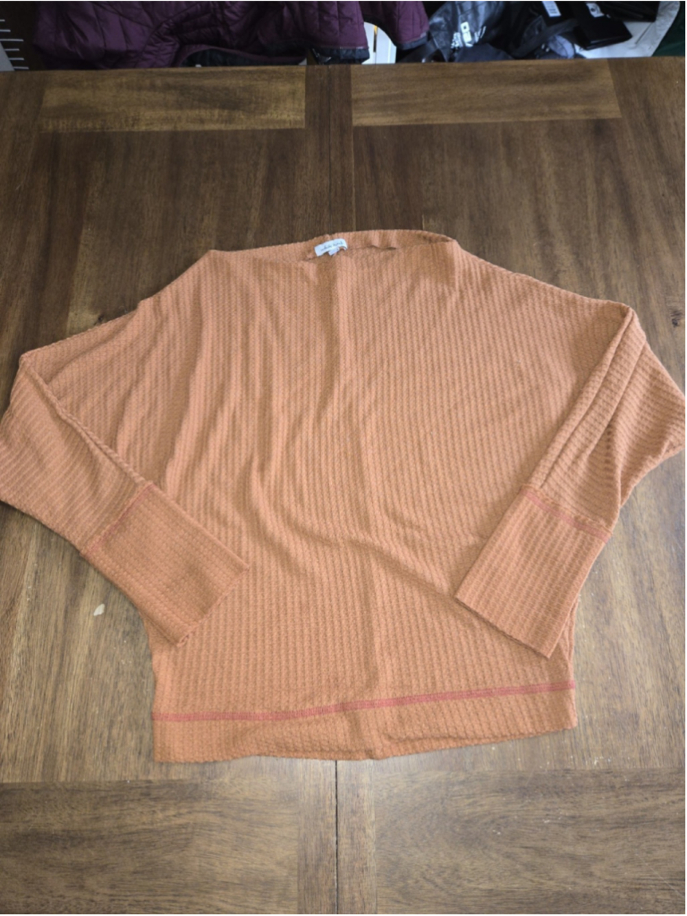 White Birch Waffle Knit Dolman Sleeve Top Women’s Size Small Made in USA